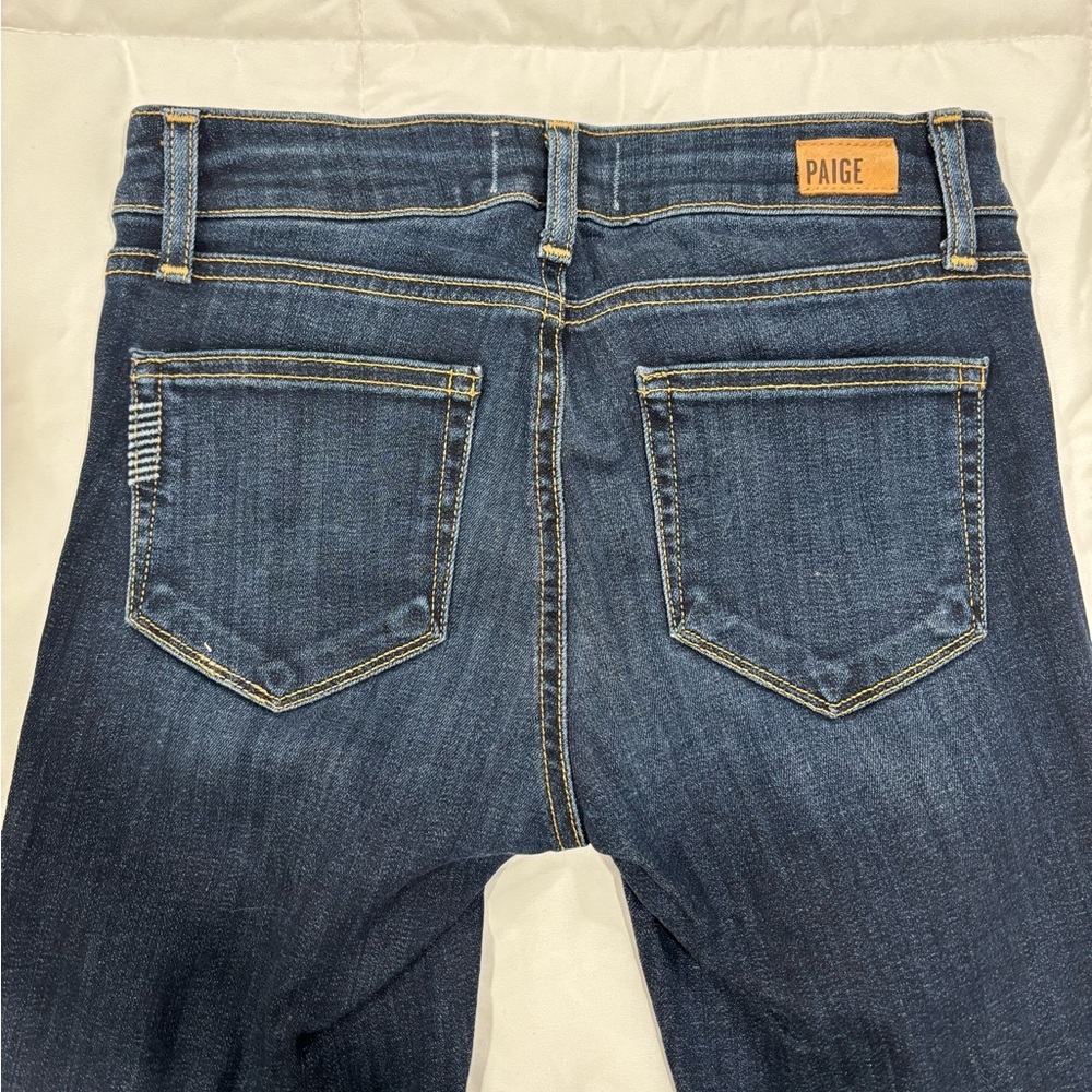 Paige Skyline Ankle Peg Stretch Denim Jeans 24 Dark Wash Mid Rise - Picture 10 of 13